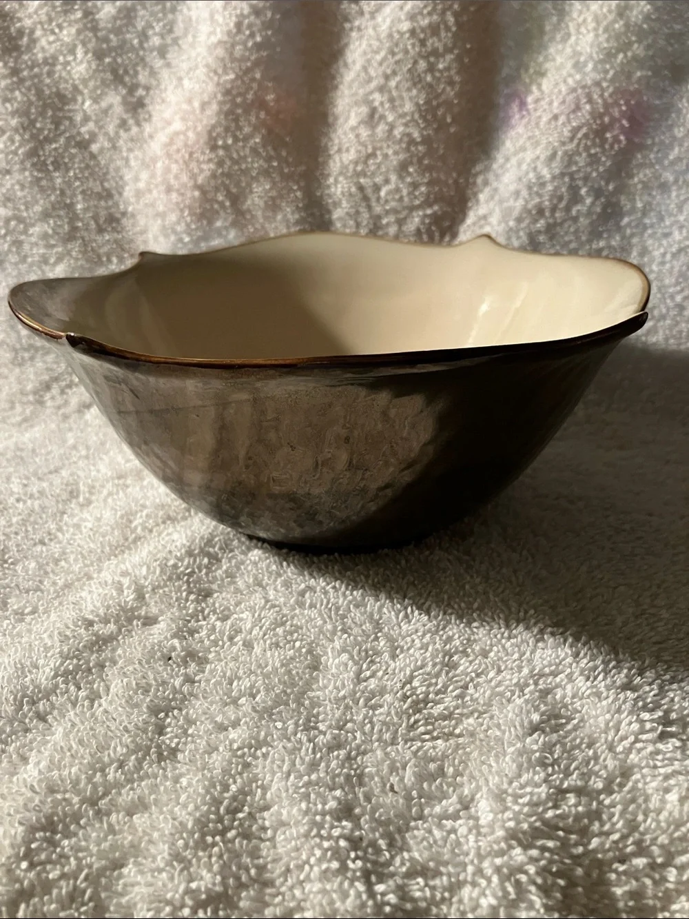 Pier 1 Metallic Bronze 7 1/2” Bowl Freeform Textured